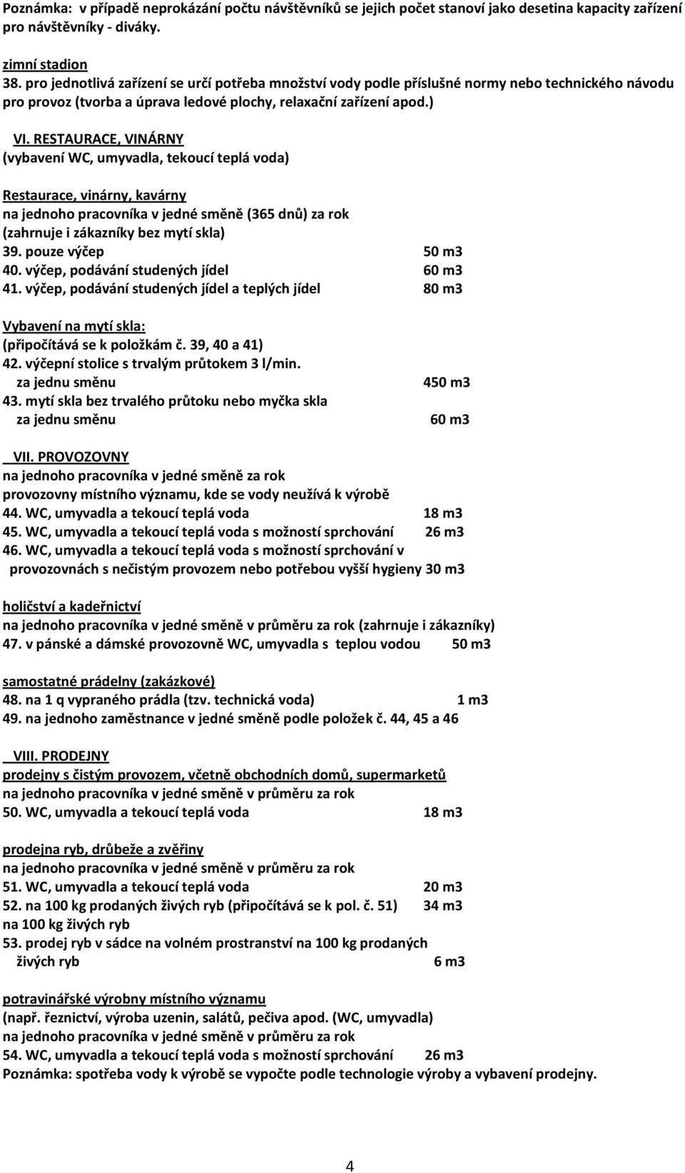 RESTAURACE, VINÁRNY (vybavení WC, umyvadla, tekoucí teplá voda) Restaurace, vinárny, kavárny na jednoho pracovníka v jedné směně (365 dnů) za rok (zahrnuje i zákazníky bez mytí skla) 39.