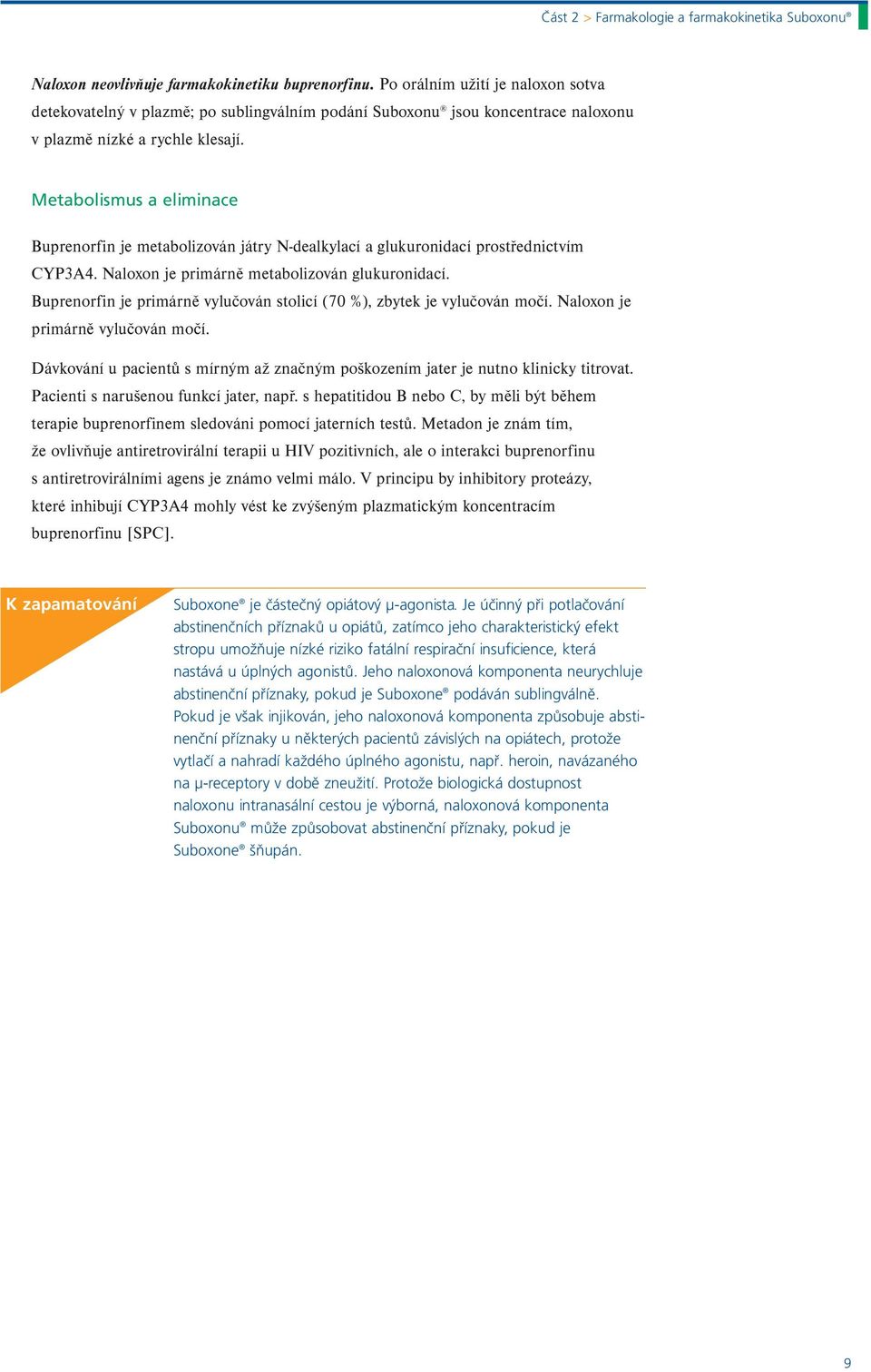 Metabolismus a eliminace Buprenorfin je metabolizován játry N-dealkylací a glukuronidací prostřednictvím CYP3A4. Naloxon je primárně metabolizován glukuronidací.