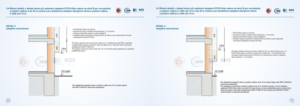 5 Řešení detailů v oblasti terénu při uplatnění zateplení ETICS třídy reakce na oheň B pro novostavby s požární výškou h větší než 12 m a do 30 m včetně a pro dodatečné zateplení stávajících domů s