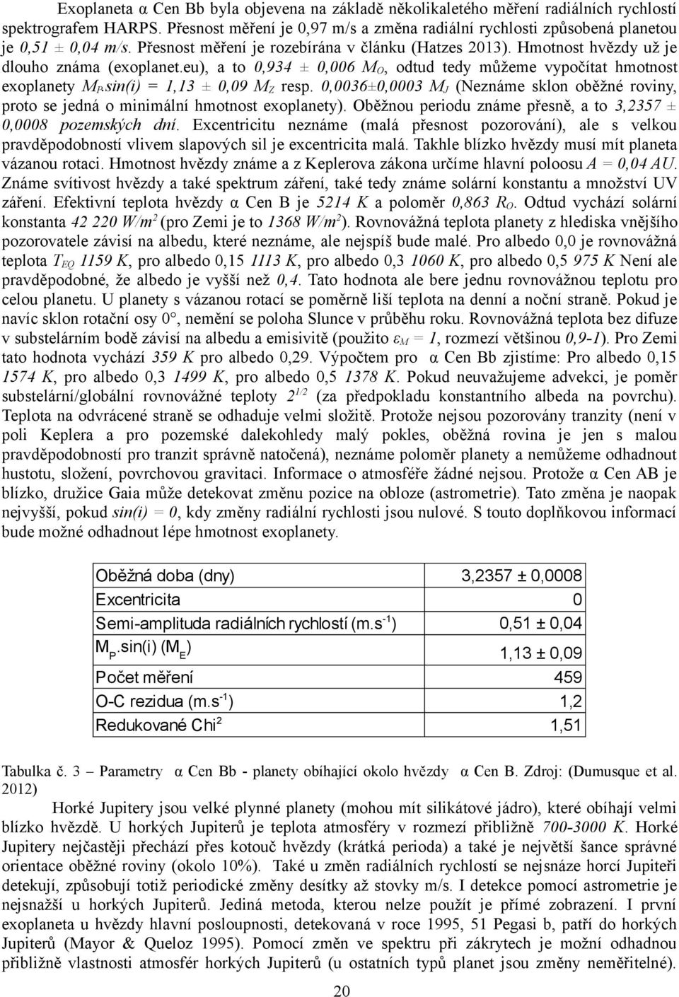 eu), a to 0,934 ± 0,006 MO, odtud tedy můžeme vypočítat hmotnost exoplanety MP.sin(i) = 1,13 ± 0,09 MZ resp.