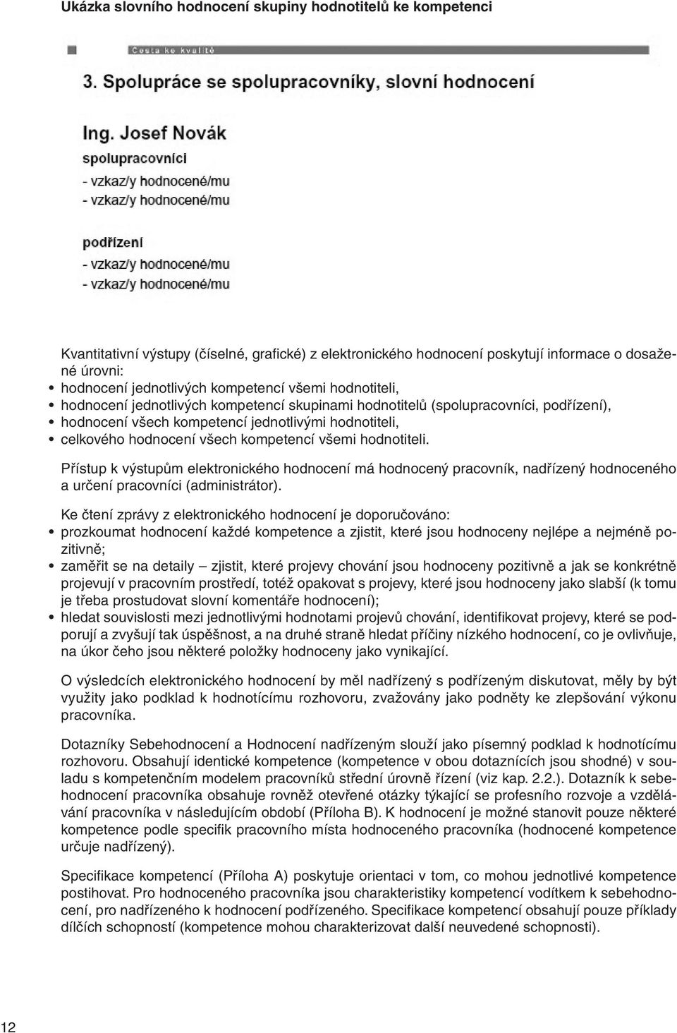 kompetencí všemi hodnotiteli. Přístup k výstupům elektronického hodnocení má hodnocený pracovník, nadřízený hodnoceného a určení pracovníci (administrátor).