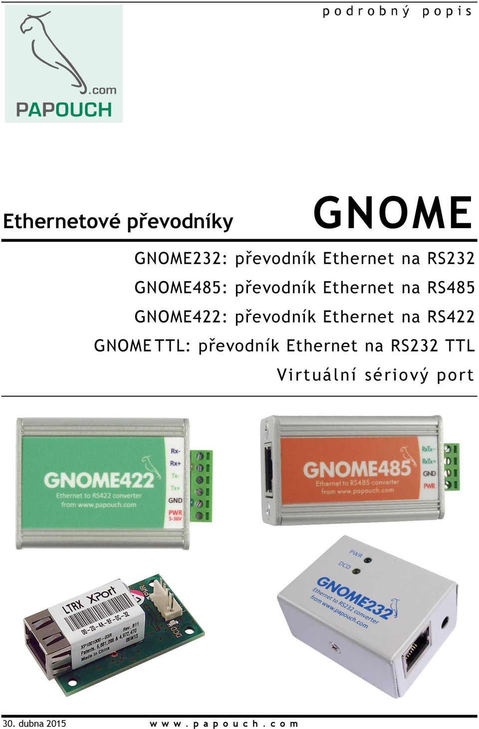 GNOME422: převodník Ethernet na RS422 GNOME TTL: převodník Ethernet