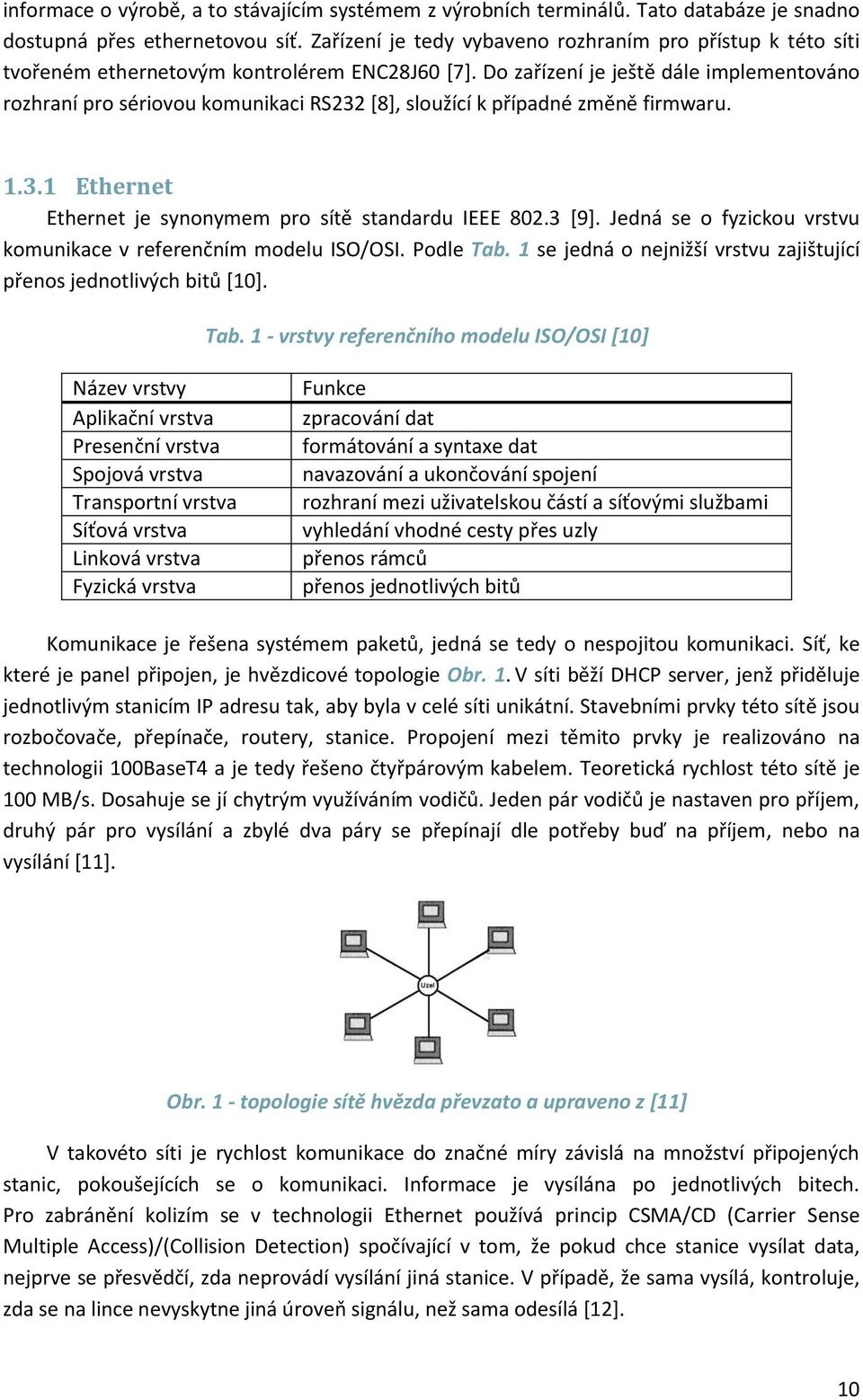 Do zařízení je ještě dále implementováno rozhraní pro sériovou komunikaci RS232 [8], sloužící k případné změně firmwaru. 1.3.1 Ethernet Ethernet je synonymem pro sítě standardu IEEE 802.3 [9].