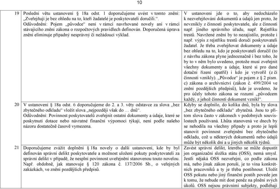 Doporučená úprava znění eliminuje případný nesprávný či nežádoucí výklad. V ustanovení 18a odst. 6 doporučujeme do 2. a 3.