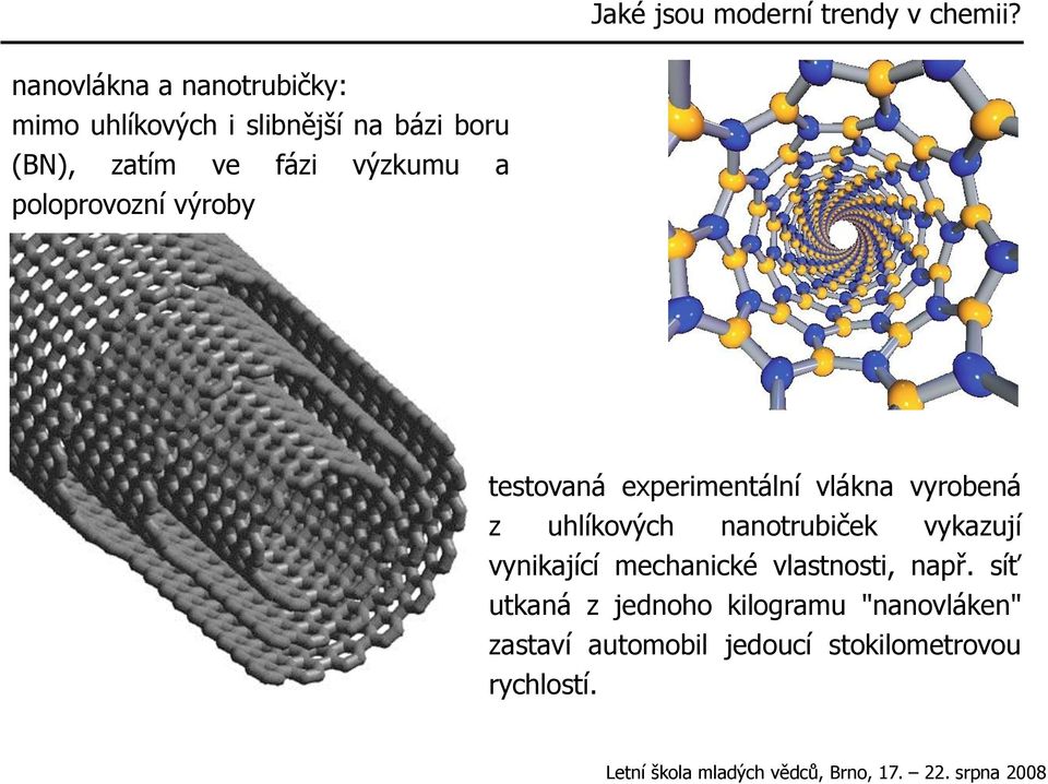 výzkumu a poloprovozní výroby testovaná experimentální vlákna vyrobená z uhlíkových