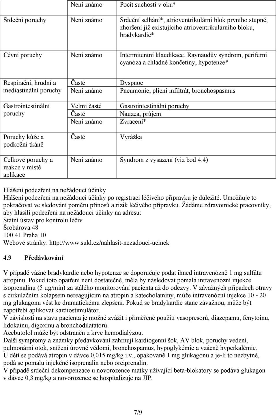 tkáně Časté Není známo Velmi časté Časté Není známo Časté Dyspnoe Pneumonie, plicní infiltrát, bronchospasmus Gastrointestinální poruchy Nauzea, průjem Zvracení* Vyrážka Celkové poruchy a reakce v