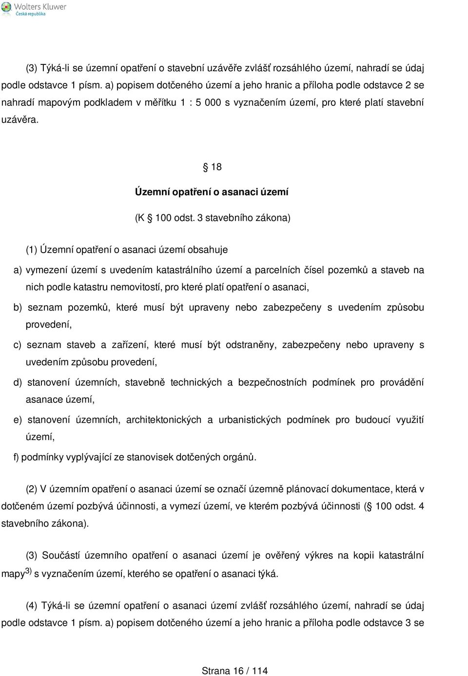 18 Územní opatření o asanaci území (K 100 odst.