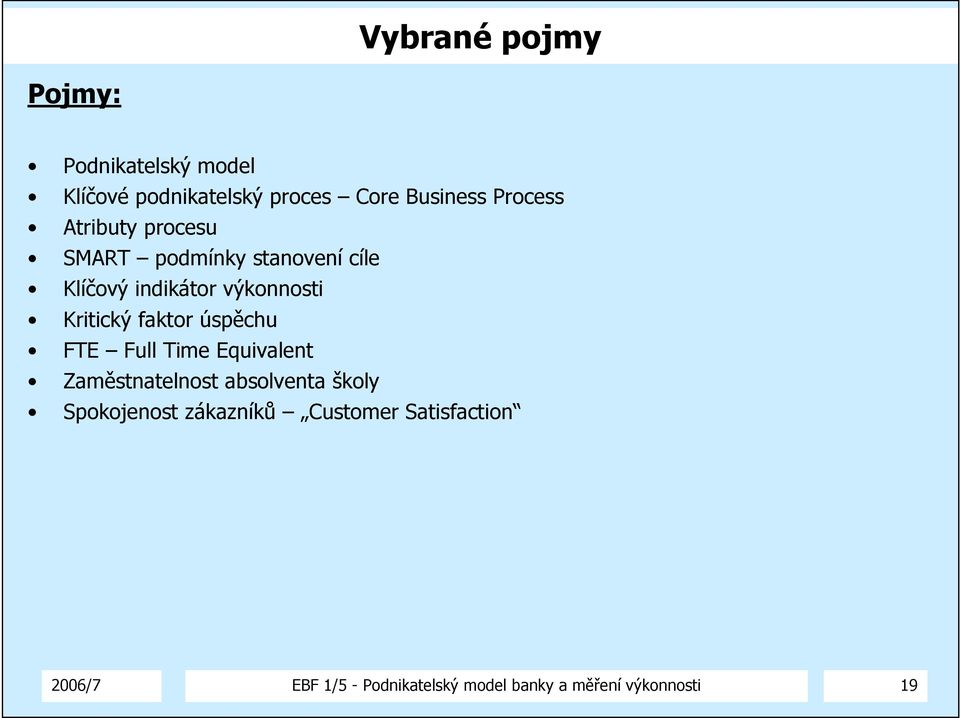 Kritický faktor úspěchu FTE Full Time Equivalent Zaměstnatelnost absolventa školy