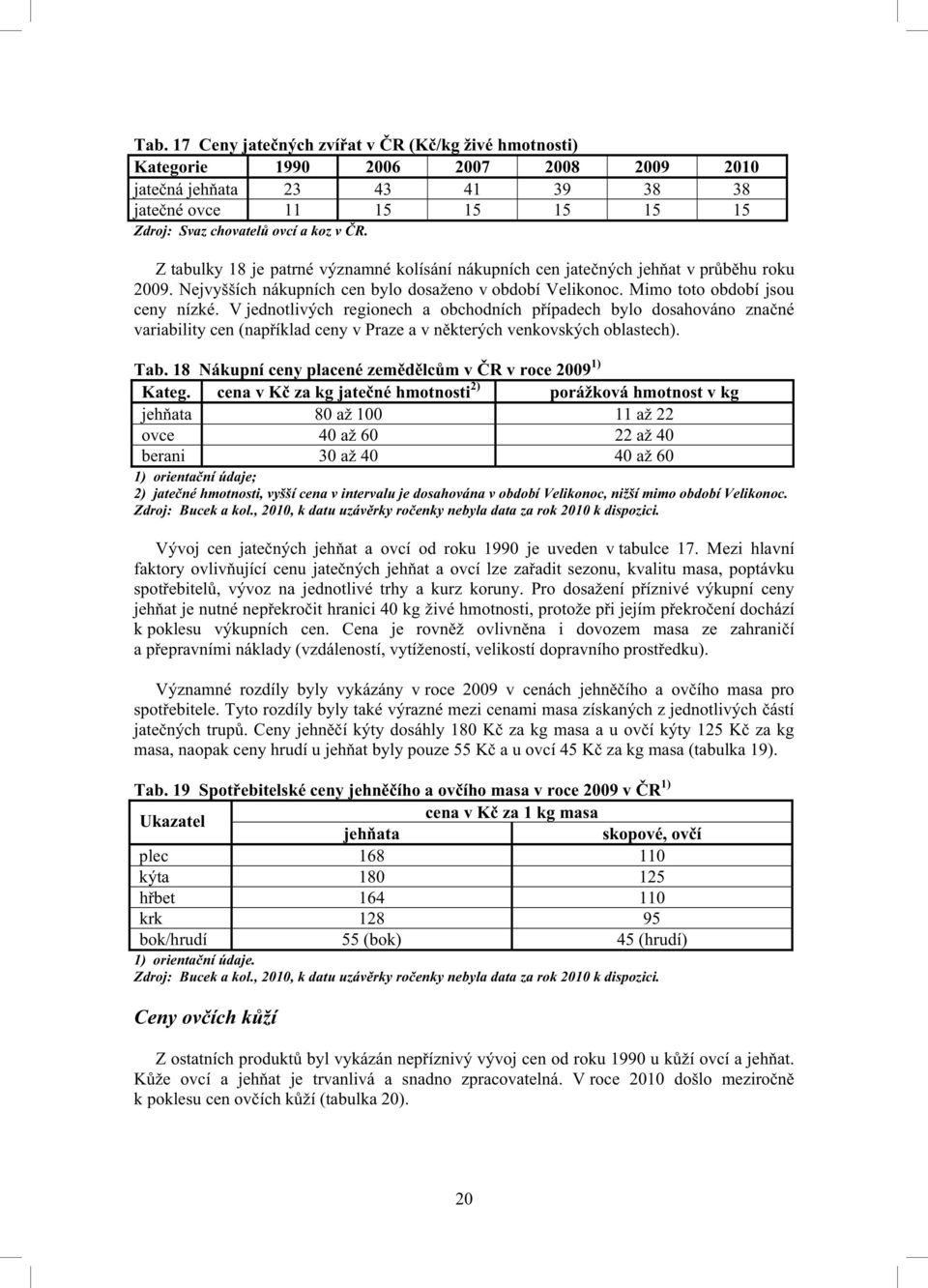 V jednotlivých regionech a obchodních p ípadech bylo dosahováno zna né variability cen (nap íklad ceny v Praze a v n kterých venkovských oblastech). Tab.