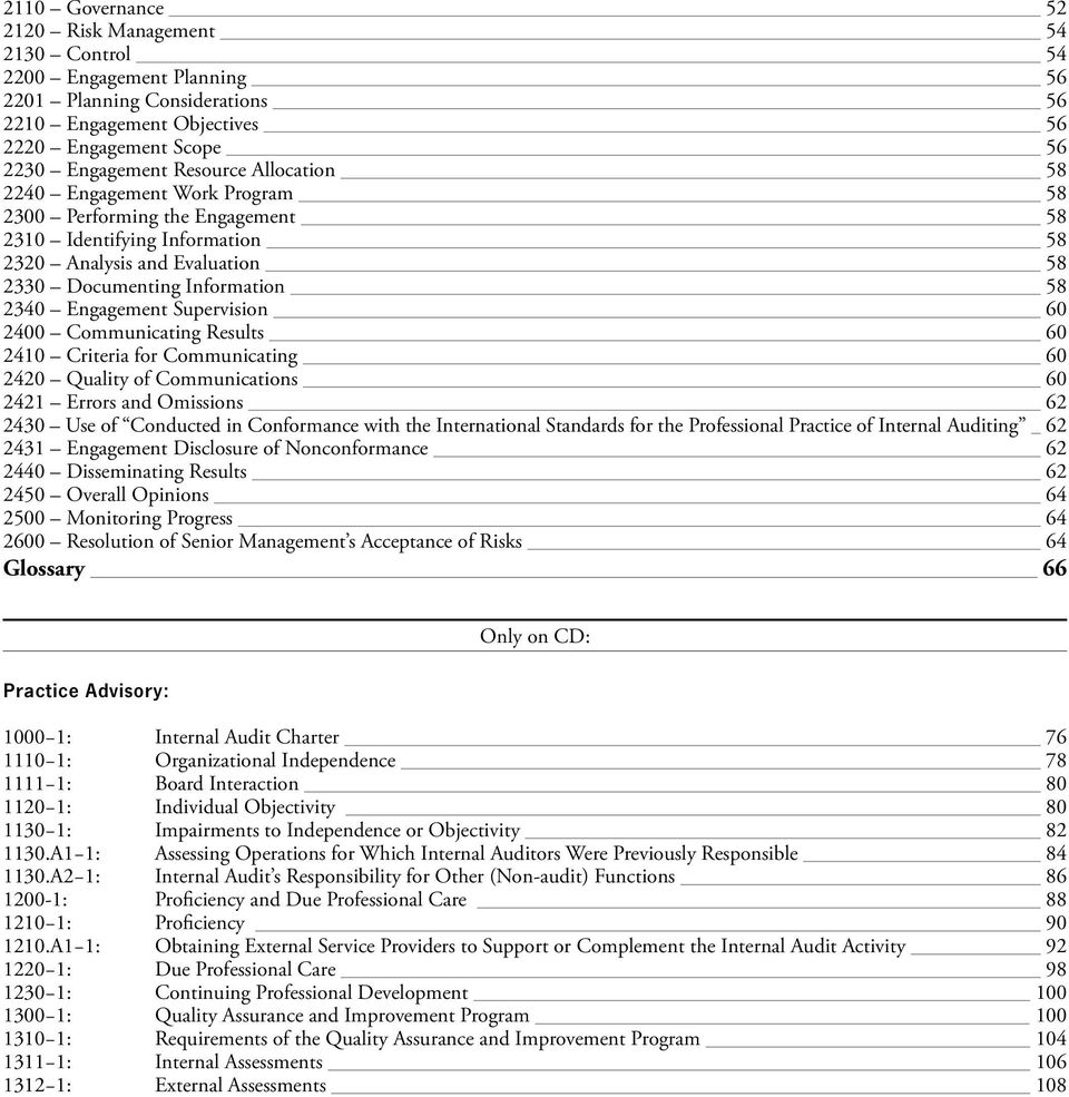 Supervision 60 2400 Communicating Results 60 2410 Criteria for Communicating 60 2420 Quality of Communications 60 2421 Errors and Omissions 62 2430 Use of Conducted in Conformance with the