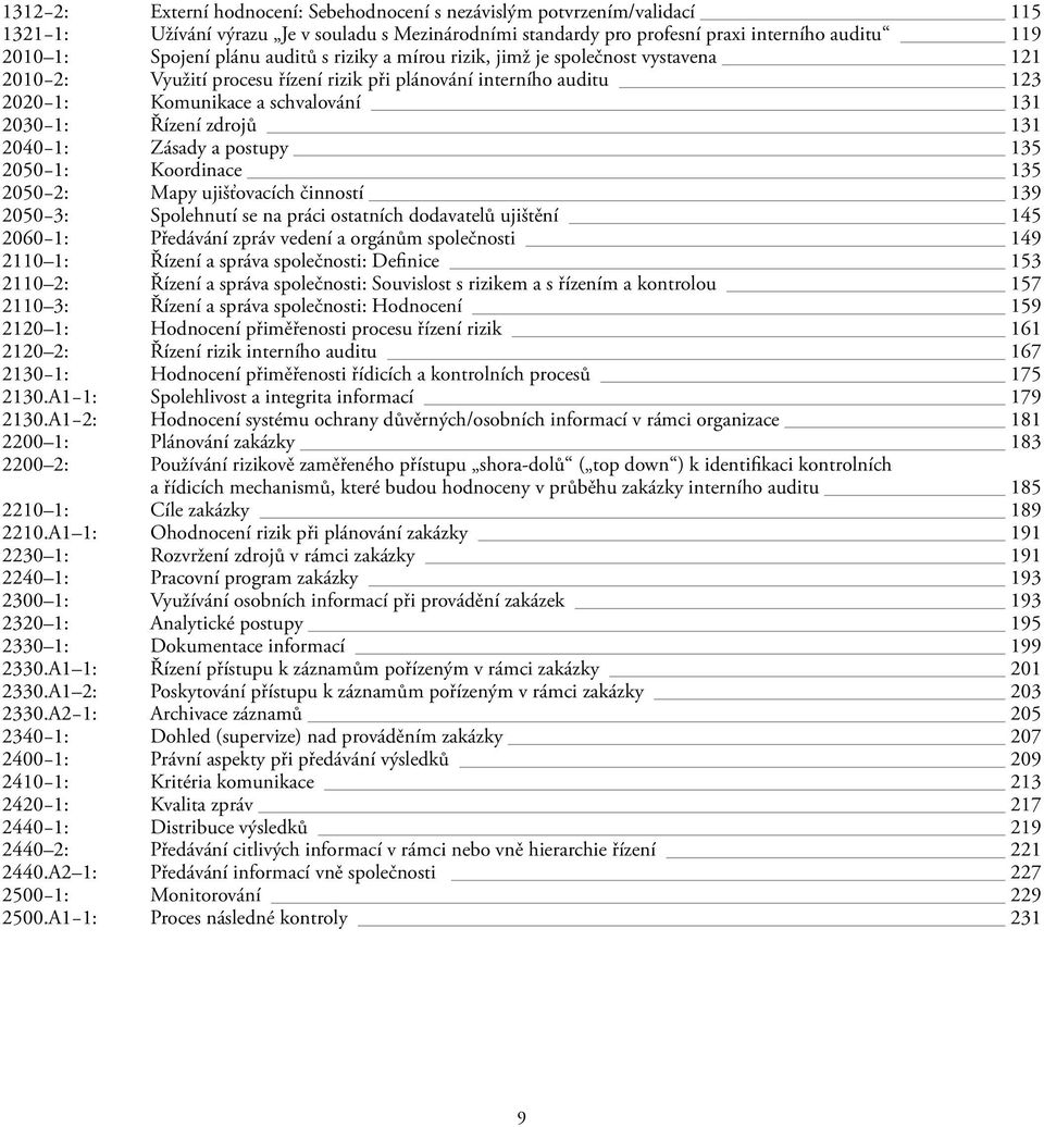 zdrojů 131 2040 1: Zásady a postupy 135 2050 1: Koordinace 135 2050 2: Mapy ujišťovacích činností 139 2050 3: Spolehnutí se na práci ostatních dodavatelů ujištění 145 2060 1: Předávání zpráv vedení a
