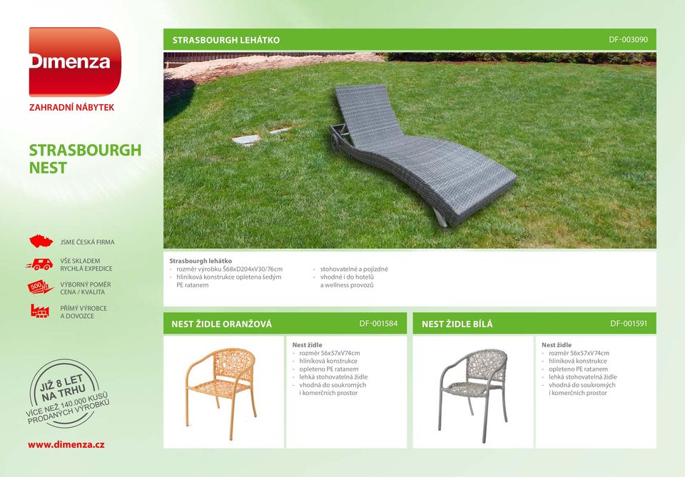 židle - rozměr 56x57xV74cm - hliníková konstrukce - opleteno PE ratanem - lehká stohovatelná židle - vhodná do soukromých i komerčních