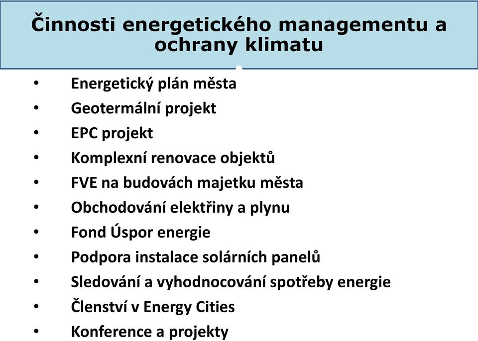 města Obchodování elektřiny a plynu Fond Úspor energie Podpora instalace solárních