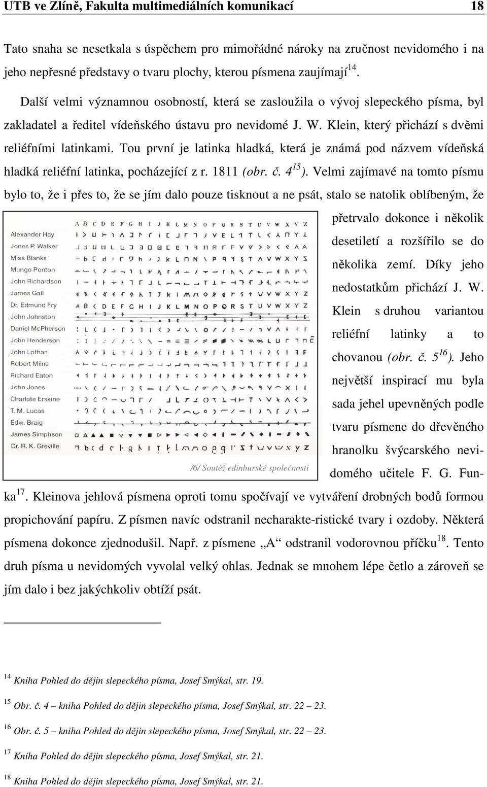 Klein, který přichází s dvěmi reliéfními latinkami. Tou první je latinka hladká, která je známá pod názvem vídeňská hladká reliéfní latinka, pocházející z r. 1811 (obr. č. 4 15 ).