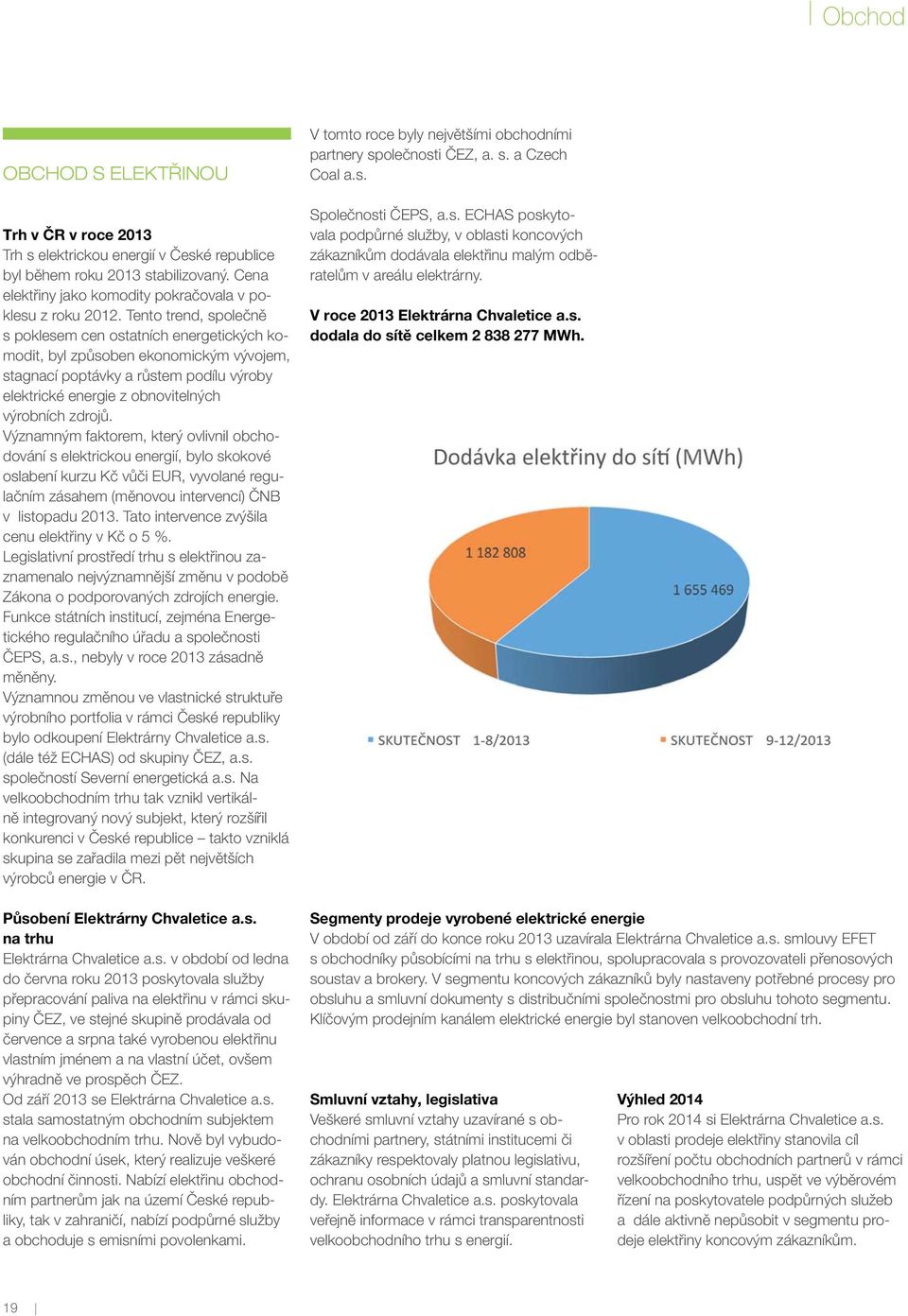 Významným faktorem, který ovlivnil obchodování s elektrickou energií, bylo skokové oslabení kurzu Kč vůči EUR, vyvolané regulačním zásahem (měnovou intervencí) ČNB v listopadu 2013.