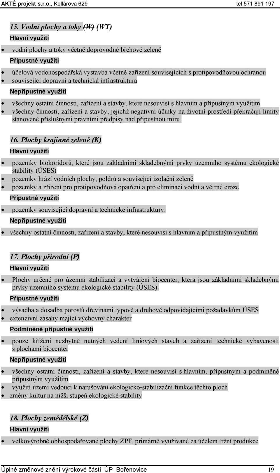 Plochy krajinné zeleně (K) pozemky biokoridorů, které jsou základními skladebnými prvky územního systému ekologické stability (ÚSES) pozemky hrází vodních plochy, poldrů a související izolační zeleně