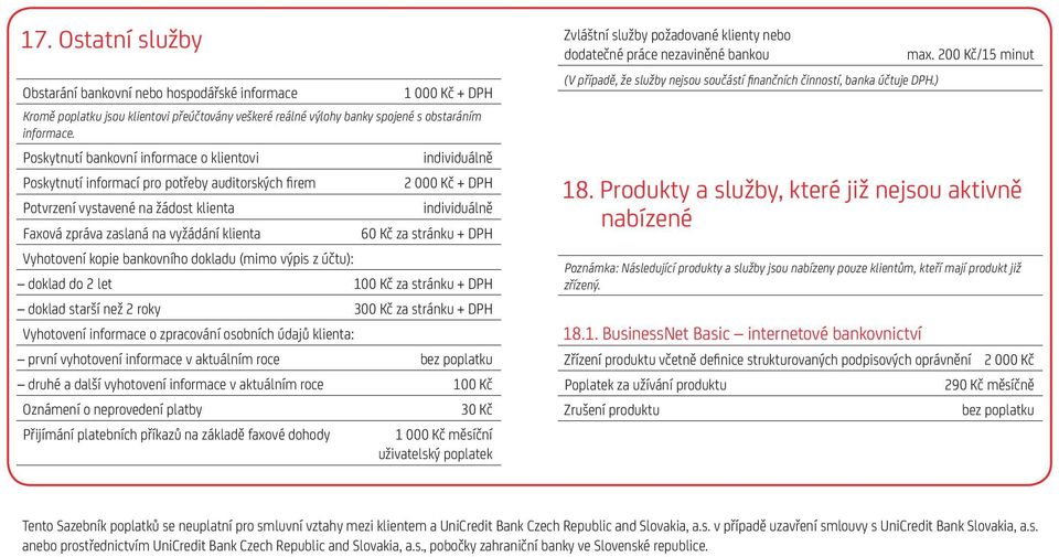 bankovního dokladu (mimo výpis z účtu): + DPH 60 Kč za stránku + DPH doklad do 2 let za stránku + DPH doklad starší než 2 roky za stránku + DPH Vyhotovení informace o zpracování osobních údajů