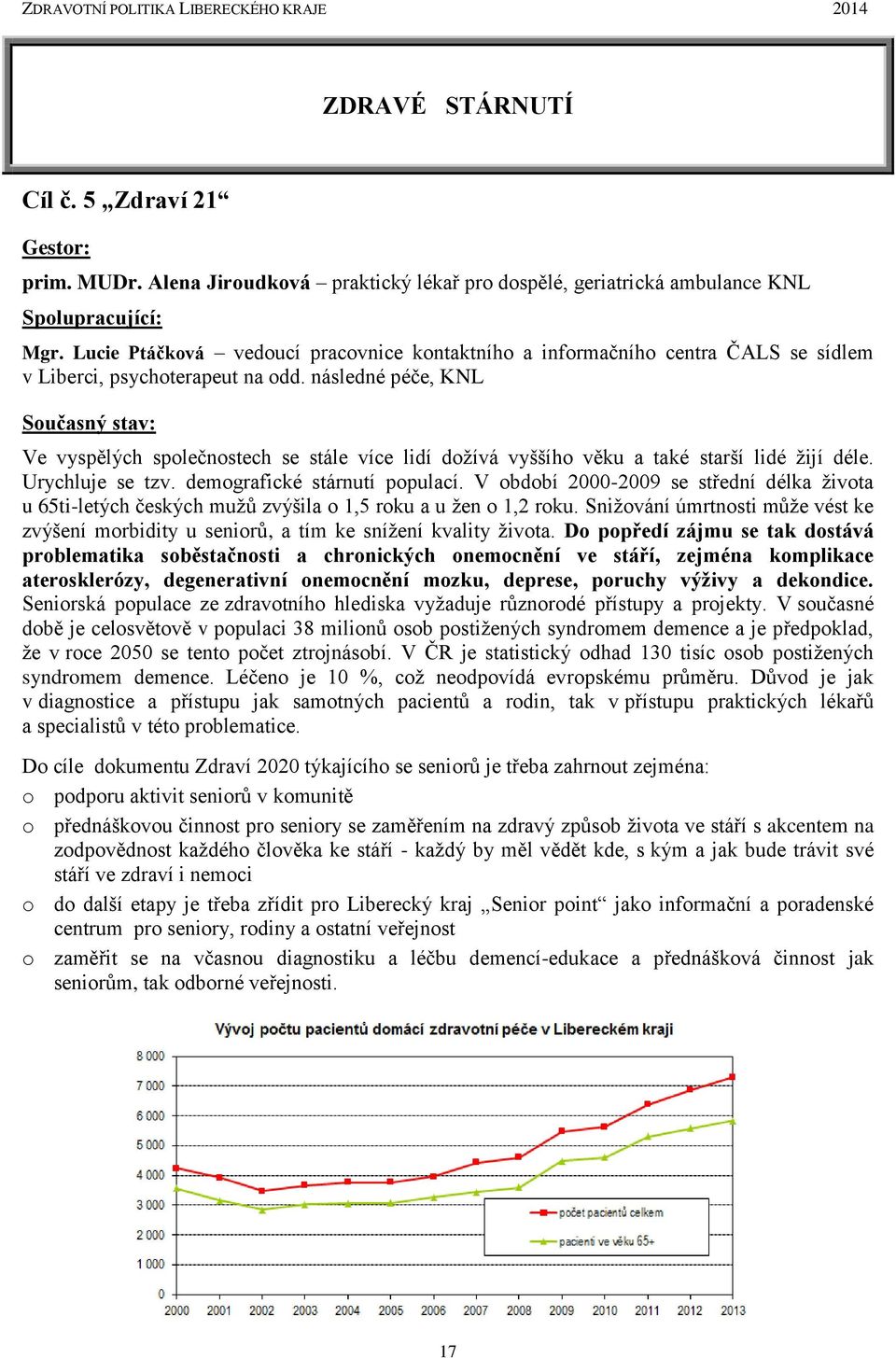 následné péče, KNL Současný stav: Ve vyspělých společnostech se stále více lidí dožívá vyššího věku a také starší lidé žijí déle. Urychluje se tzv. demografické stárnutí populací.