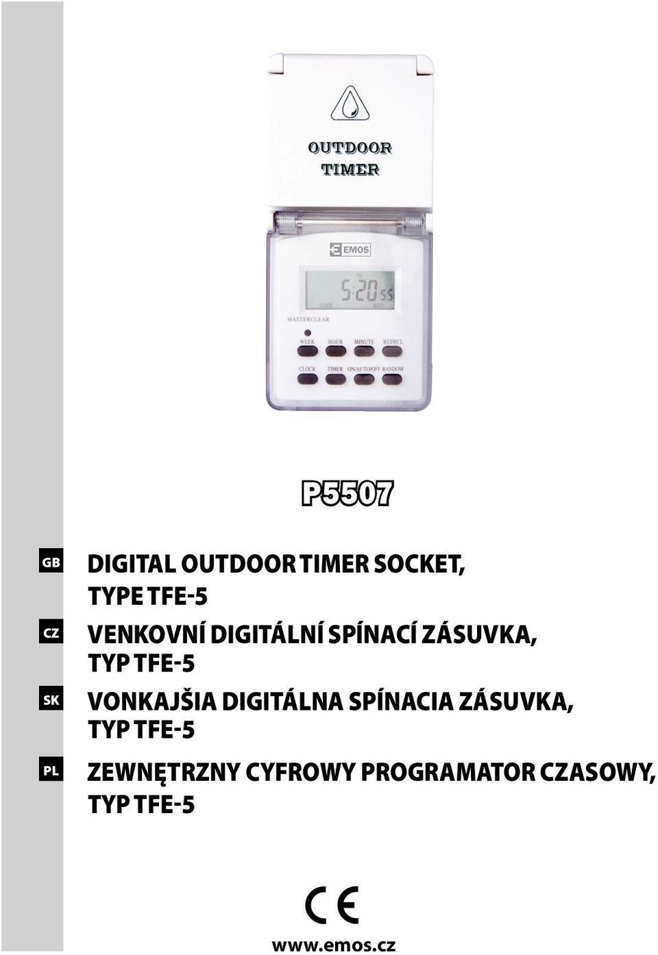 Vonkajšia digitálna spínacia zásuvka, typ TFE-5