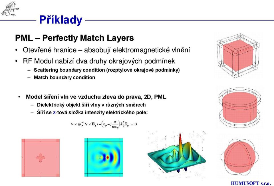 podmínky) Match boundary condition Model šířen ení vln ve vzduchu zleva do prava,, 2D, PML