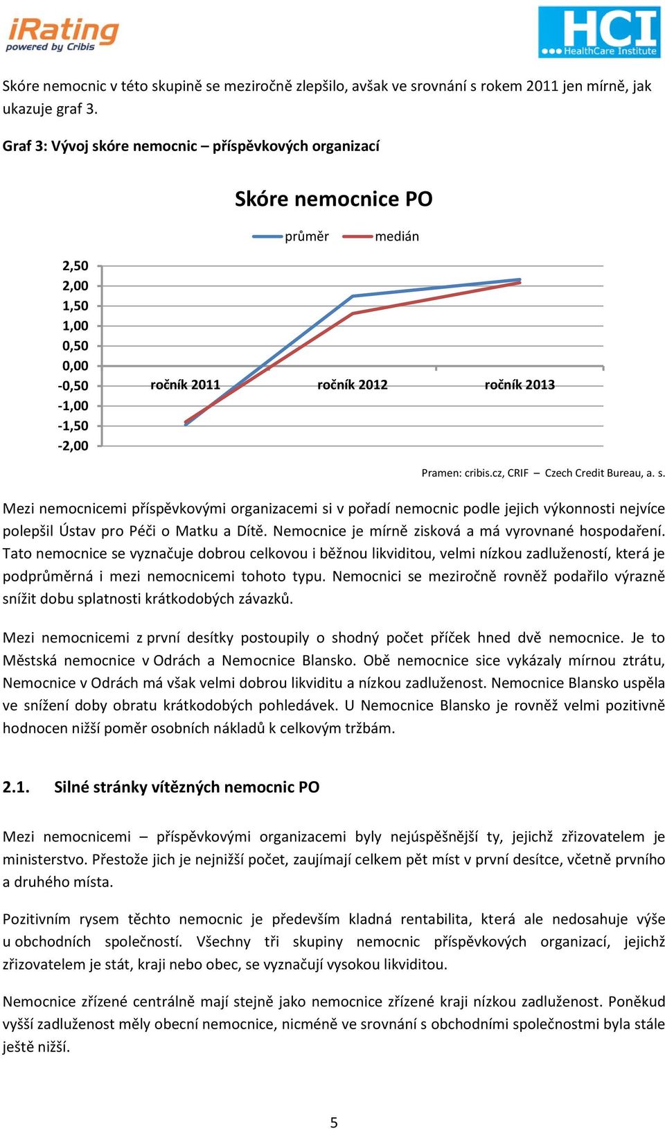 příspěvkovými organizacemi si v pořadí nemocnic podle jejich výkonnosti nejvíce polepšil Ústav pro Péči o Matku a Dítě. Nemocnice je mírně zisková a má vyrovnané hospodaření.