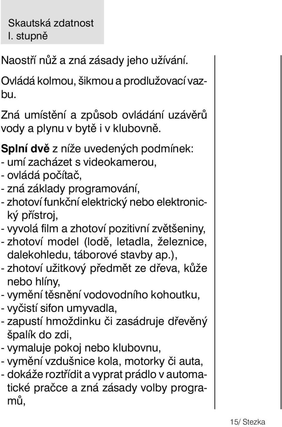 pozitivní zvětšeniny, - zhotoví model (lodě, letadla, železnice, dalekohledu, táborové stavby ap.