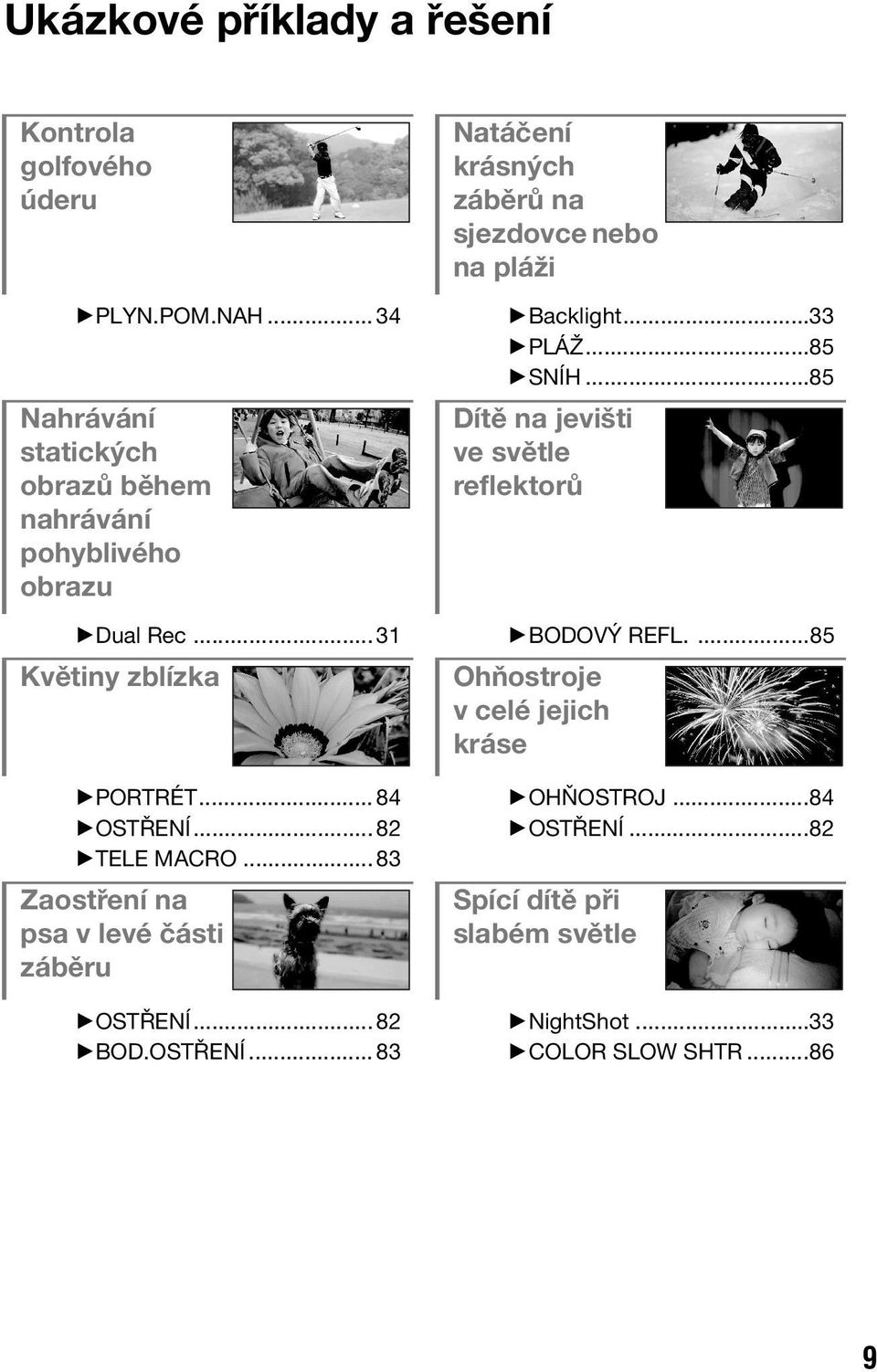 ..33 BPLÁŽ...85 BSNÍH...85 Dítě na jevišti ve světle reflektorů BDual Rec...31 BBODOVÝ REFL.