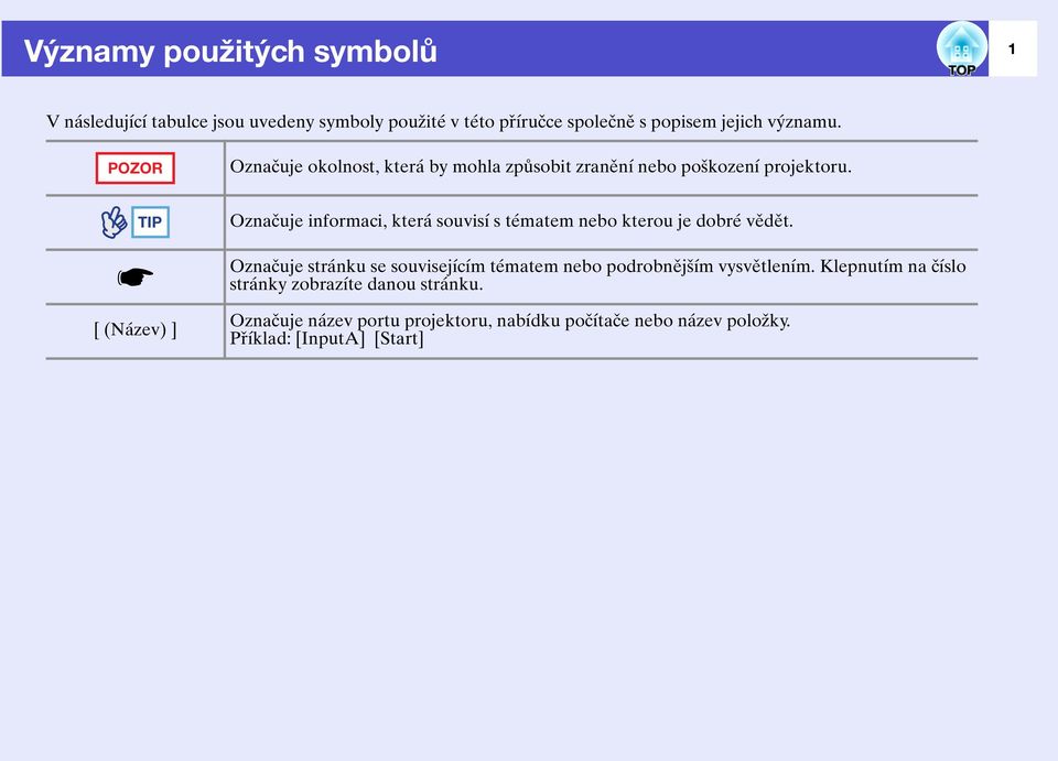 Označuje informaci, která souvisí s tématem nebo kterou je dobré vědět.