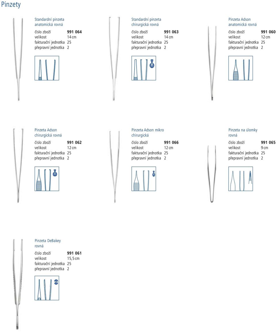 Adson chirurgická rovná číslo zboží 991 062 12 cm Pinzeta Adson mikro chirurgická číslo zboží 991