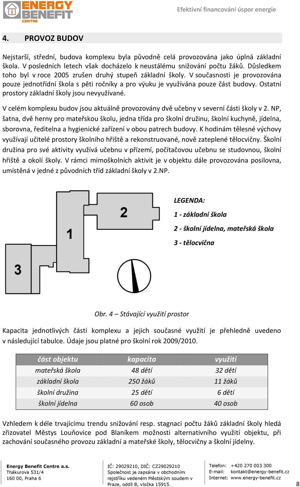 Ostatní prostory základní školy jsou nevyužívané. V celém komplexu budov jsou aktuálně provozovány dvě učebny v severní části školy v 2.