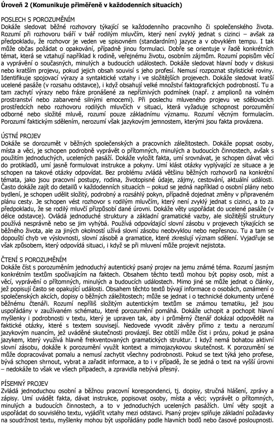 I tak může občas požádat o opakování, případně jinou formulaci. Dobře se orientuje v řadě konkrétních témat, která se vztahují například k rodině, veřejnému životu, osobním zájmům.