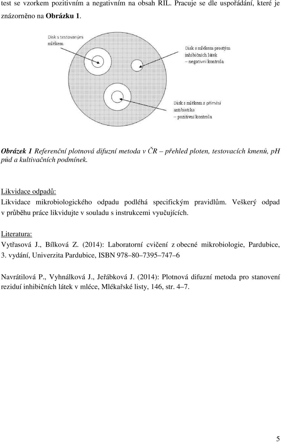 Likvidace odpadů: Likvidace mikrobiologického odpadu podléhá specifickým pravidlům. Veškerý odpad v průběhu práce likvidujte v souladu s instrukcemi vyučujících.