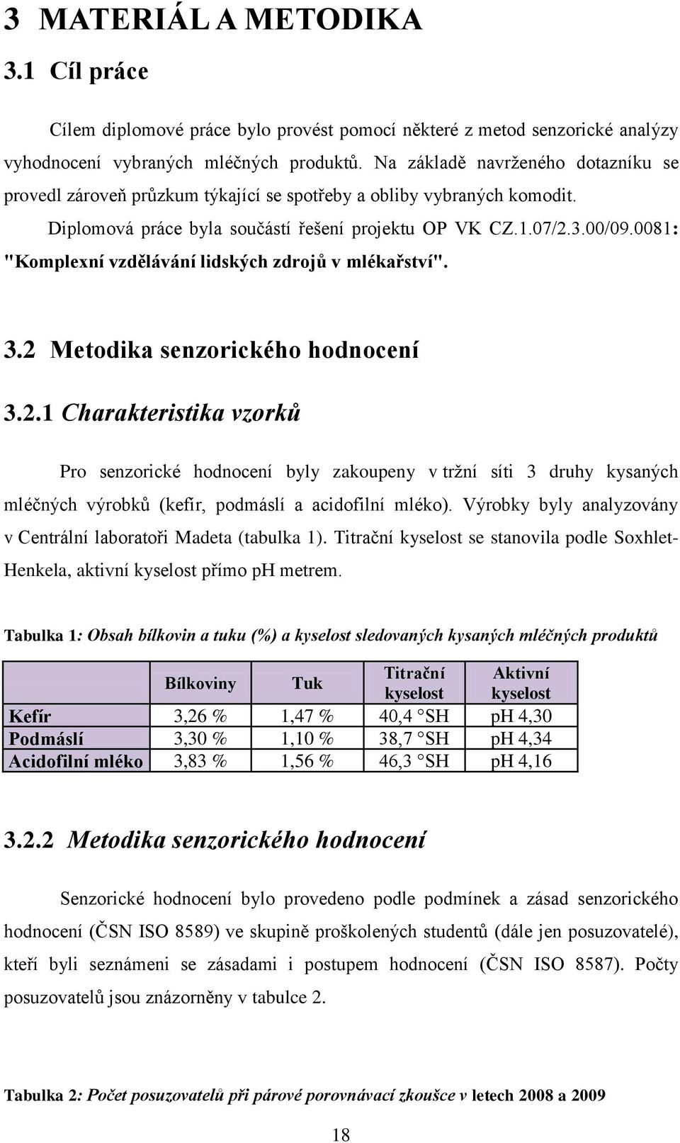 0081: "Komplexní vzdělávání lidských zdrojů v mlékařství". 3.2 