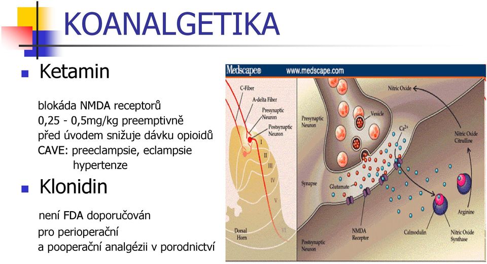 opioidů CAVE: preeclampsie, eclampsie hypertenze