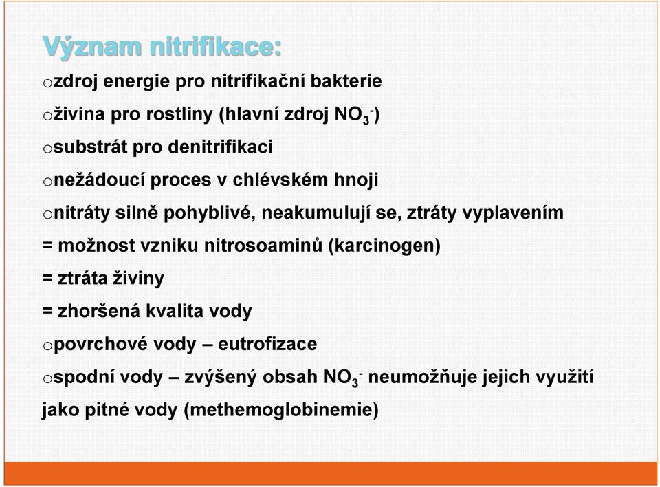 ztráty vyplavením = mžnst vzniku nitrsaminů (karcingen) = ztráta živiny = zhršená kvalita vdy