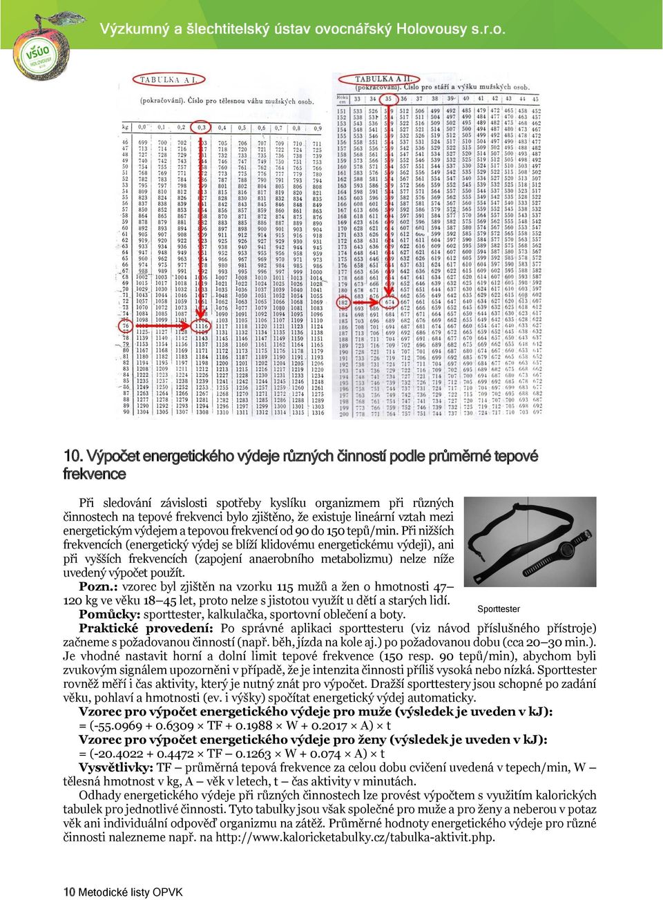 Při nižších frekvencích (energetický výdej se blíží klidovému energetickému výdeji), ani při vyšších frekvencích (zapojení anaerobního metabolizmu) nelze níže uvedený výpočet použít. Pozn.