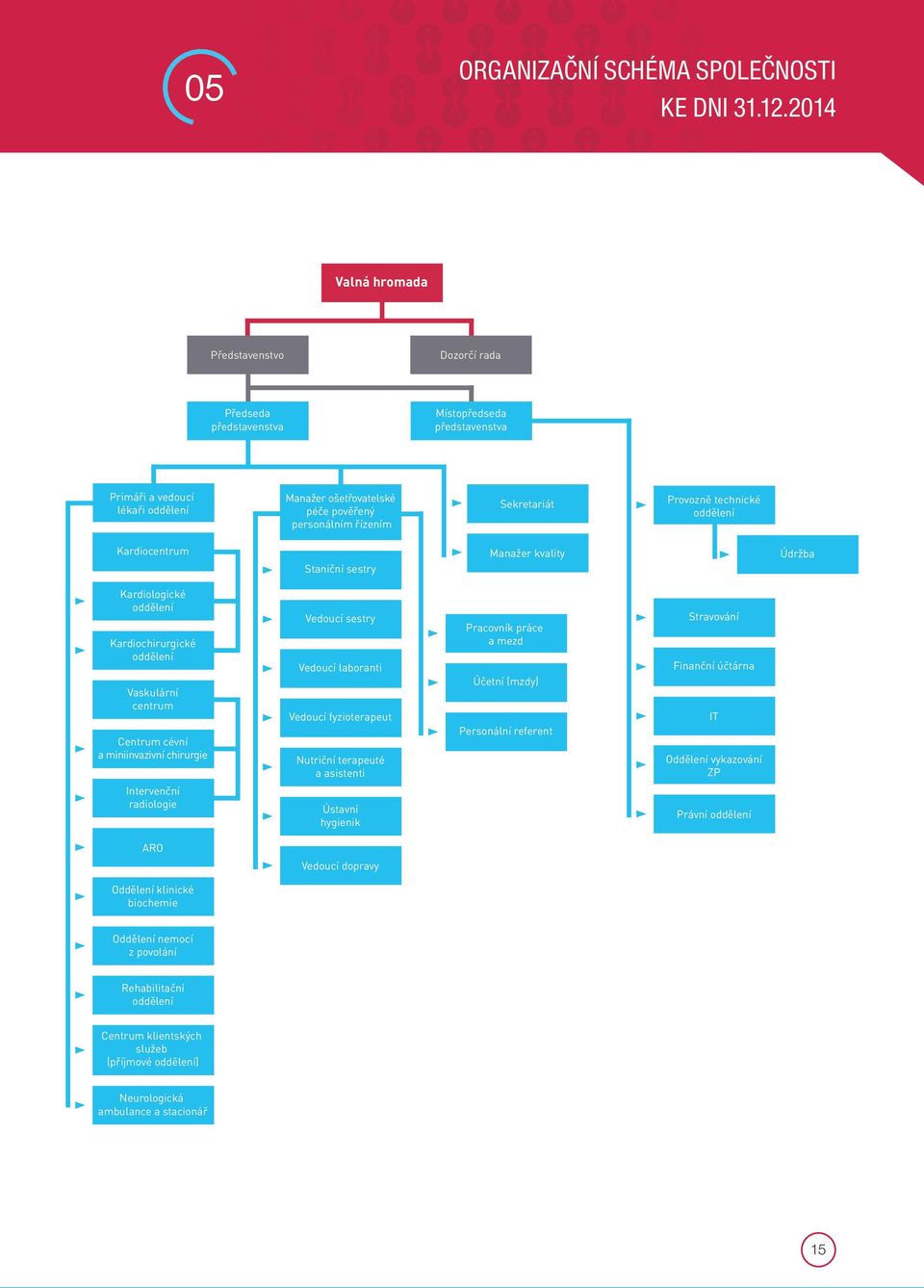 2014 Valná hromada Představenstvo Dozorčí rada Předseda představenstva Místopředseda představenstva Primáři a vedoucí lékaři oddělení Manažer ošetřovatelské péče pověřený personálním řízením