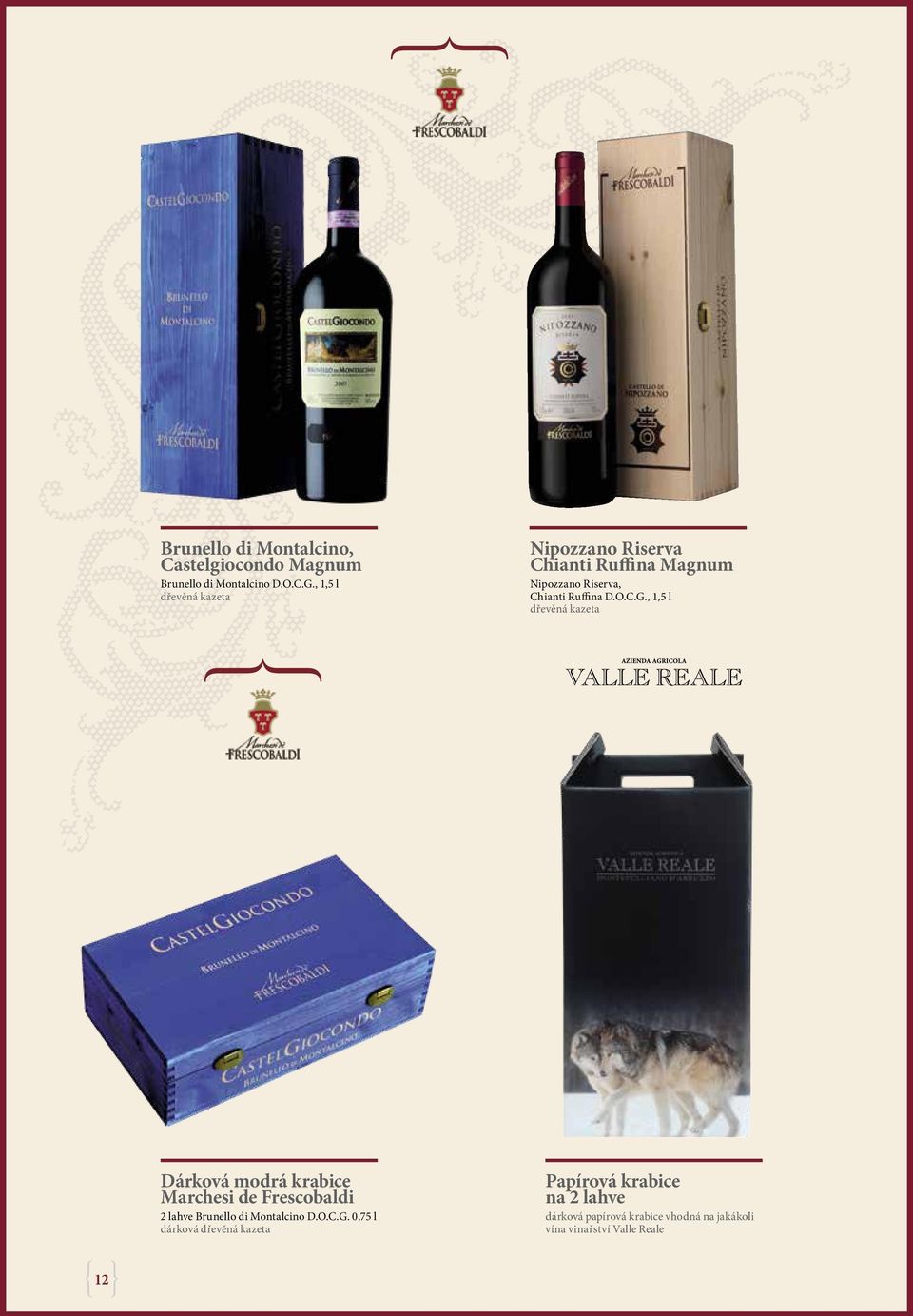 , 1,5 l Dárková modrá krabice Marchesi de Frescobaldi 2 lahve Brunello di Montalcino D.O.C.G.