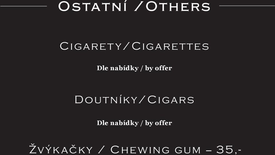 offer Doutníky/Cigars Dle