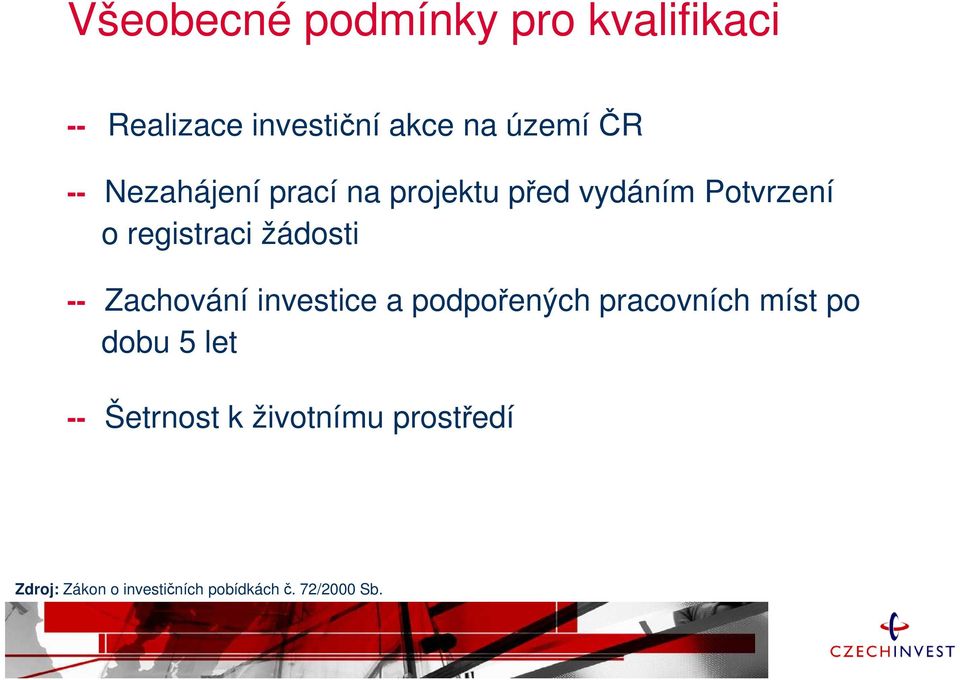 Potvrzení o registraci žádosti -- Zachování investice a