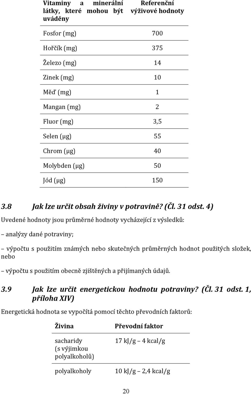 4) Uvedené hodnoty jsou průměrné hodnoty vycházející z výsledků: analýzy dané potraviny; výpočtu s použitím známých nebo skutečných průměrných hodnot použitých složek, nebo výpočtu s použitím