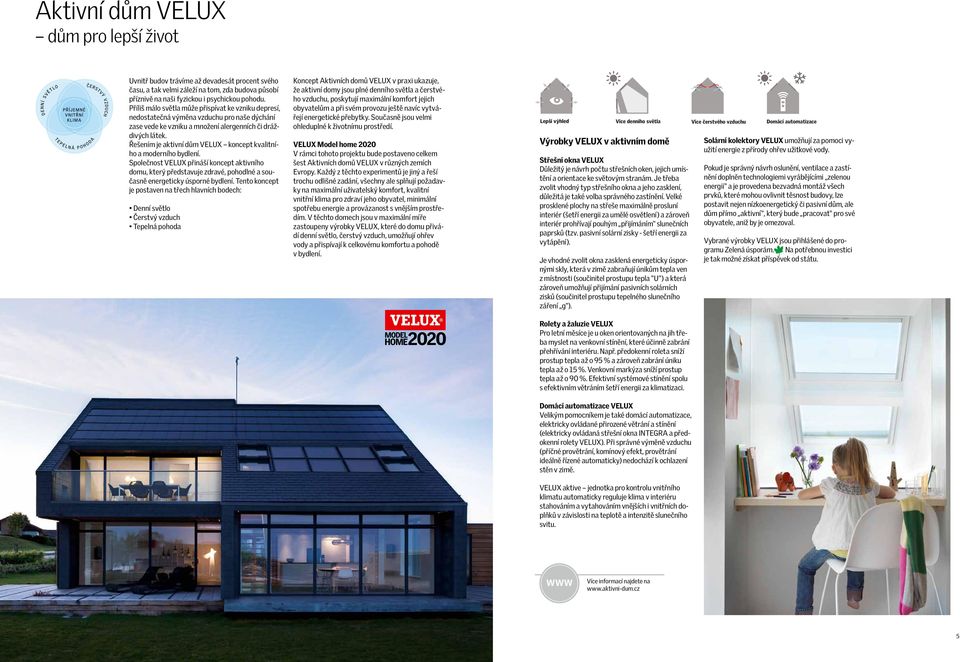 Řešením je aktivní dům VELUX koncept kvalitního a moderního bydlení. Společnost VELUX přináší koncept aktivního domu, který představuje zdravé, pohodlné a současně energeticky úsporné bydlení.