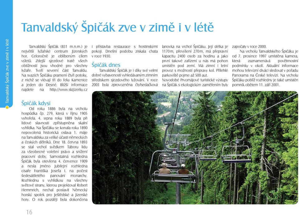 Bližší informace najdete na http://www.skijizerky.cz Špičák kdysi Od roku 1886 byla na vrcholu hospůdka čp. 279, která v říjnu 1905 vyhořela. 4.