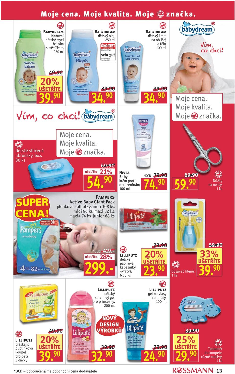 90 Pampers Active Baby Giant Pack plenkové kalhotky, mini 108 ks, midi 96 ks, maxi 82 ks, maxi+ 74 ks, junior 68 ks Baby krém proti opruzeninám, 74. 90 79.90 69.90 59. 90 Nůžky na nehty, 419.