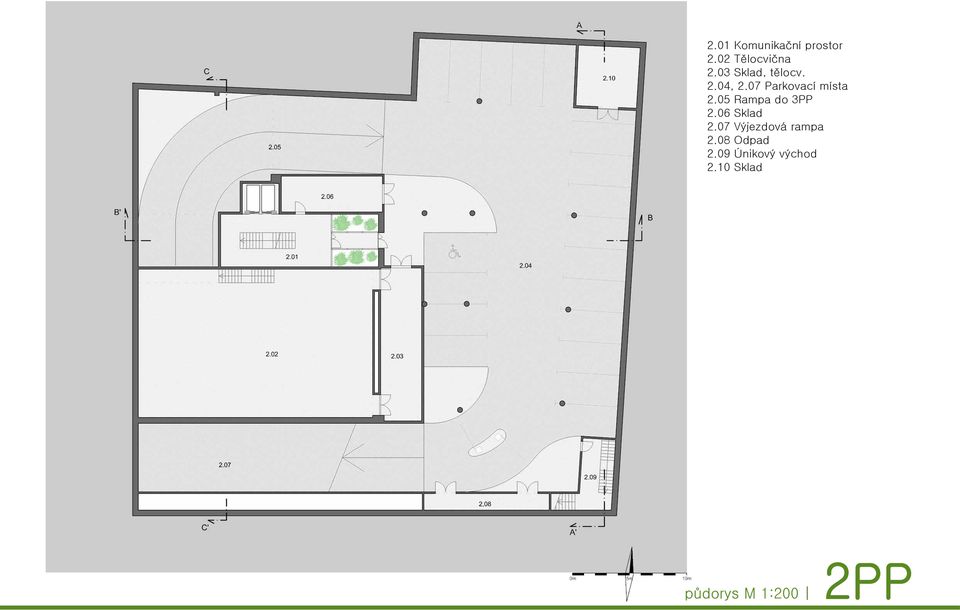 05 Rampa do 3PP 2.06 Sklad 2.07 Výjezdová rampa 2.