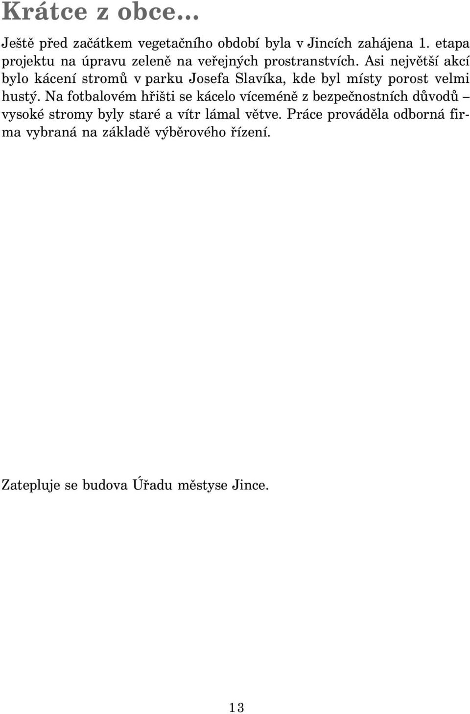 Asi největší akcí bylo kácení stromů v parku Josefa Slavíka, kde byl místy porost velmi hustý.