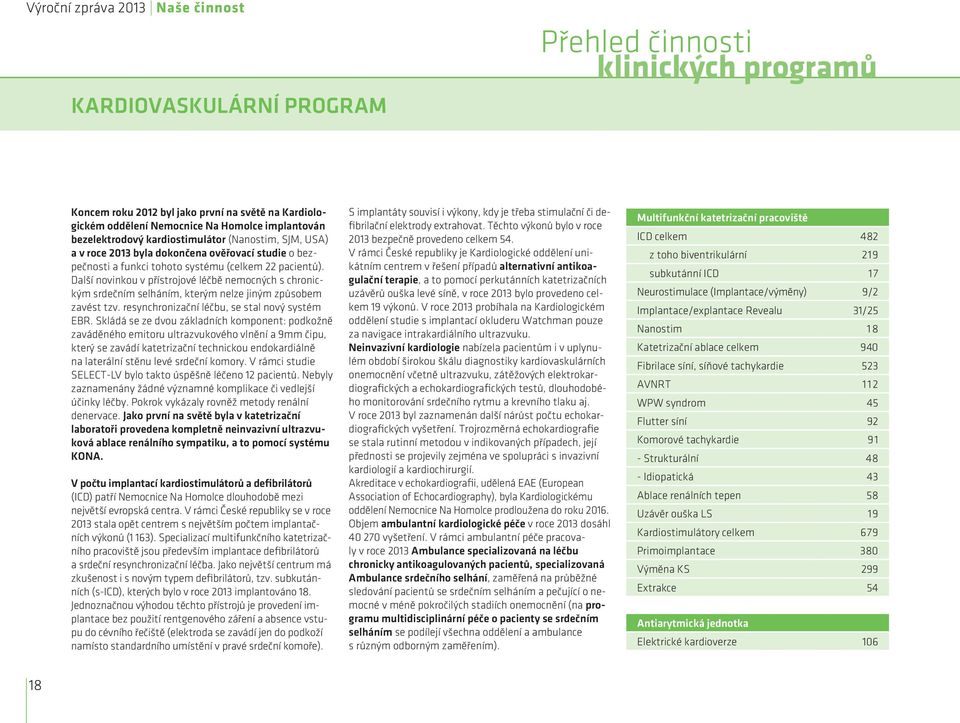 Další novinkou v přístrojové léčbě nemocných s chronickým srdečním selháním, kterým nelze jiným způsobem zavést tzv. resynchronizační léčbu, se stal nový systém EBR.