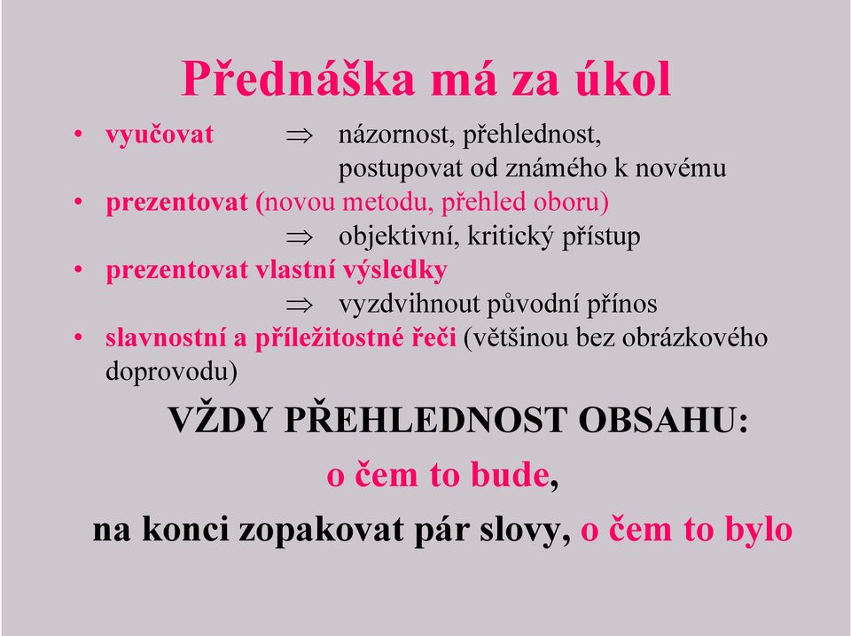 výsledky vyzdvihnout původní přínos slavnostní a příležitostné řeči (většinou bez