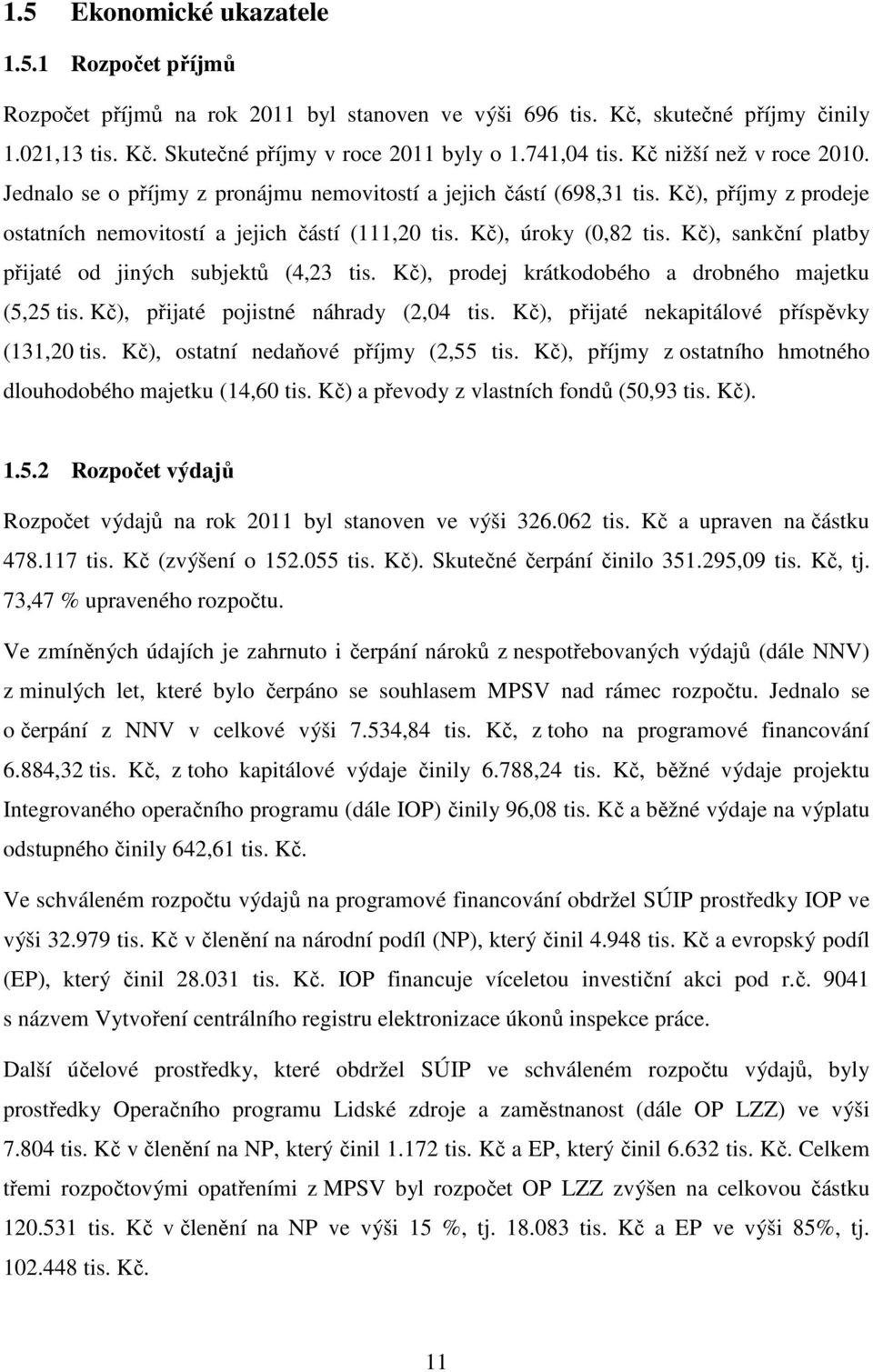 Kč), sankční platby přijaté od jiných subjektů (4,23 tis. Kč), prodej krátkodobého a drobného majetku (5,25 tis. Kč), přijaté pojistné náhrady (2,04 tis.