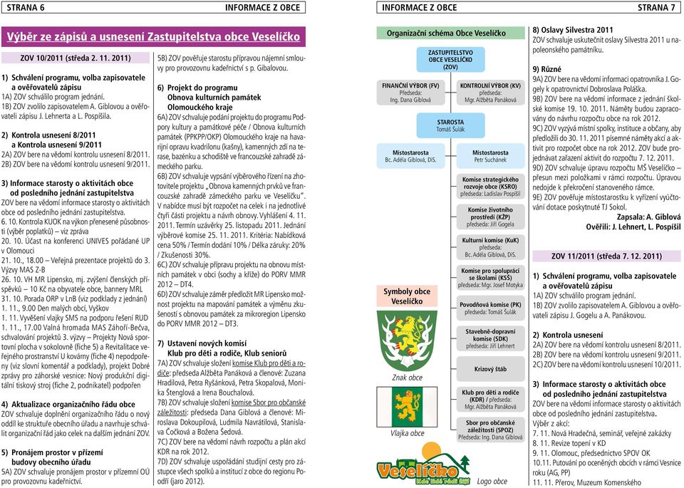 2) kontrola usnesení 8/2011 a Kontrola usnesení 9/2011 2A) ZOV bere na vědomí kontrolu usnesení 8/2011. 2B) ZOV bere na vědomí kontrolu usnesení 9/2011.